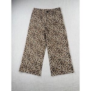 Sewn + Seen Leopard Print Wide Leg Pants Brown Tan Animal Print XL High Rise
